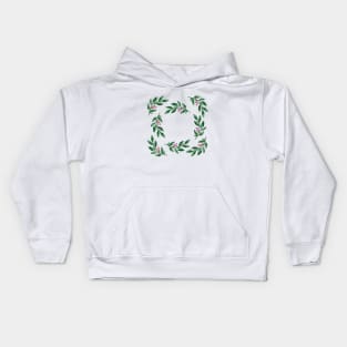 Simple watercolor green branches with pink berries Kids Hoodie